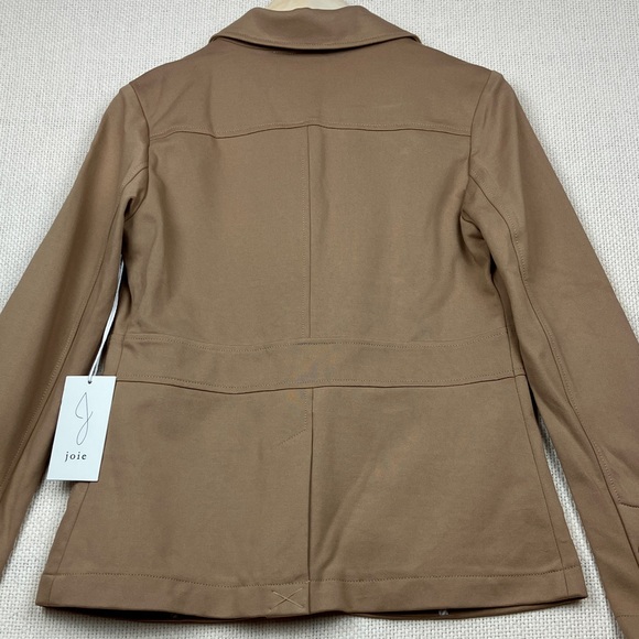 JOIE Blazer Jacket Gold Buttons Stretch Knit Rayon Camel Color NWT - Picture 11 of 14